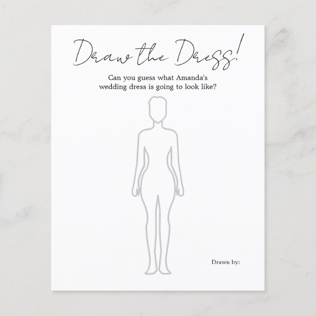 Draw the Dress Bridal Shower Game (Front)