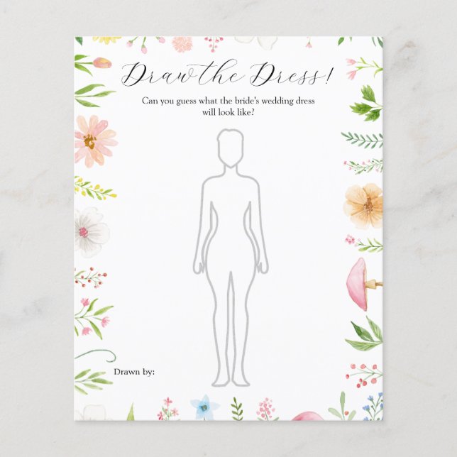 Draw the Dress Tea Party Bridal Shower Game (Front)