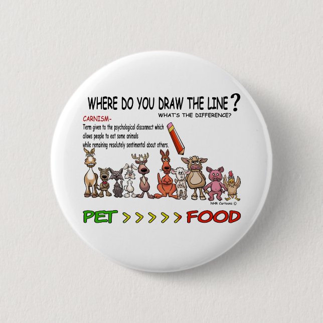 DRAW THE LINE  CARNISM 6 CM ROUND BADGE (Front)