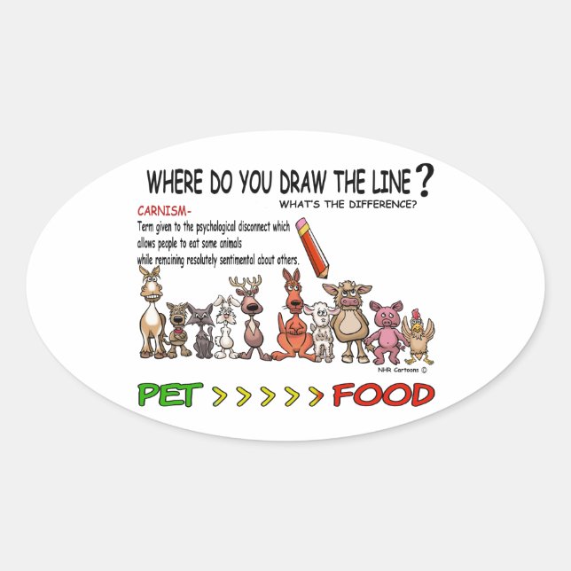 DRAW THE LINE  CARNISM OVAL STICKER (Front)