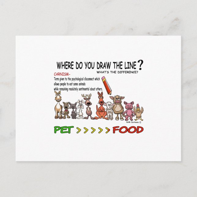 DRAW THE LINE  CARNISM POSTCARD (Front)