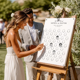 Draw Your Face 50 Guests Book Wedding Fun Poster