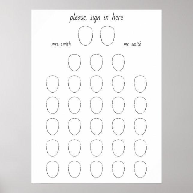 Draw your Face Alternative Wedding 28 Guest Book (Front)