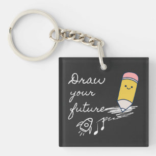 Draw Your Future – Cute Motivational Pencil Design Key Ring