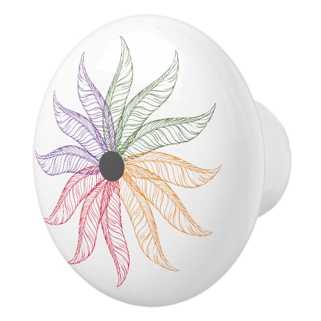 Drawer Pull - Coloured Feathers (Right)