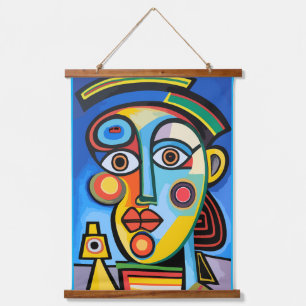 Drawing a mask in surrealist style hanging tapestry