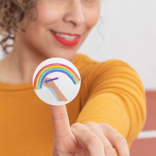 Drawing A Rainbow Classic Round Sticker