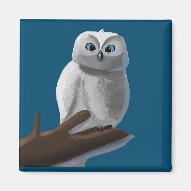 Drawing an owl sitting on a branch magnet (Front)