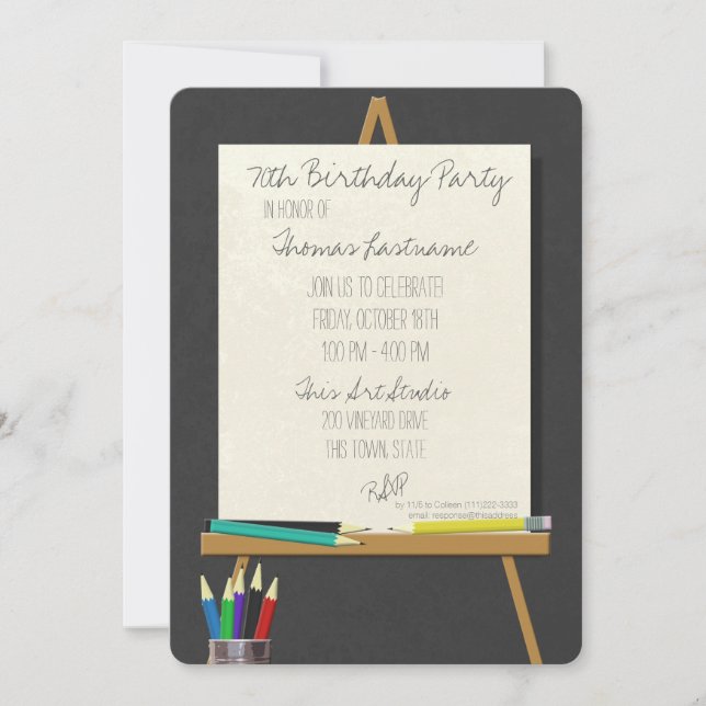 Drawing Art Easel Birthday Party Invitation (Front)