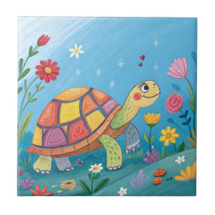 Drawing Baby Turtle Ceramic Tile