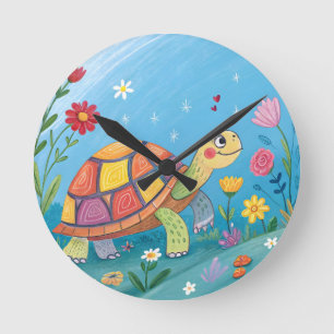 Drawing Baby Turtle Round Clock