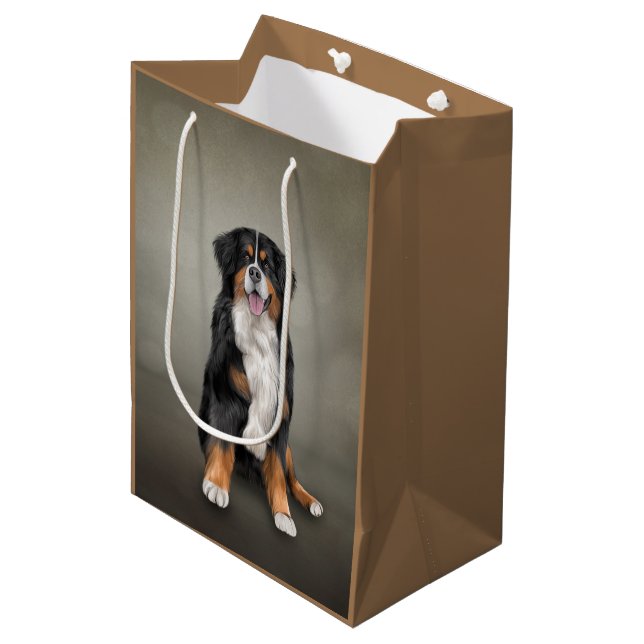 Drawing Bernese Mountain Dog Medium Gift Bag (Front Angled)