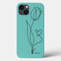 drawing black flower rose heart personalised phone