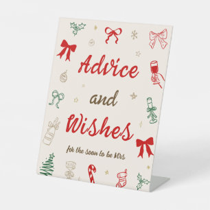 Drawing Christmas Bridal Shower Advice and Wishes Pedestal Sign