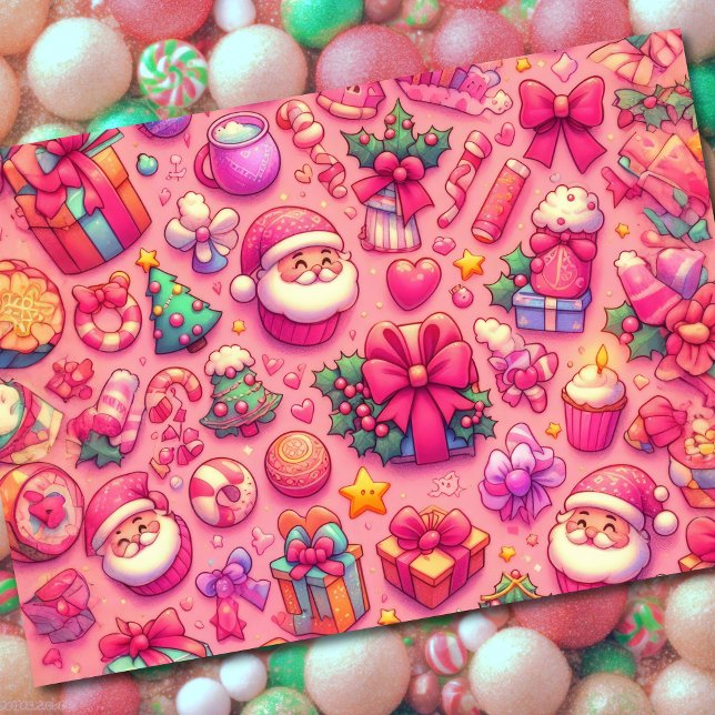 Drawing Christmas Motifs Pink  Card (Creator Uploaded)