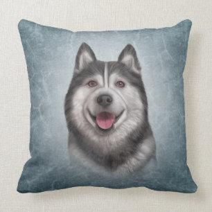 Drawing Dog Alaskan Malamute Cushion