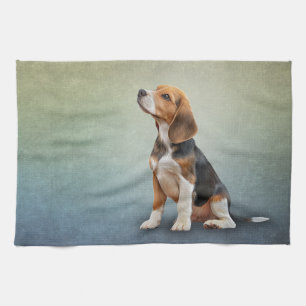 Drawing Dog Beagle Tea Towel