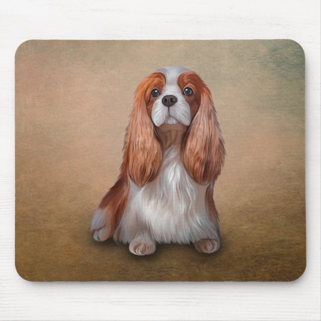 Drawing Dog Cavalier King Charles Spaniel Mouse Pad (Front)