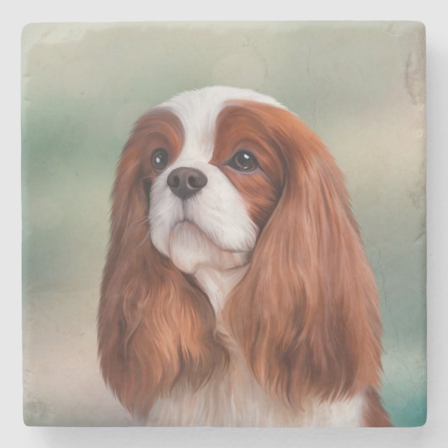 Drawing Dog Cavalier King Charles Spaniel Stone Coaster (Front)