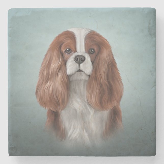 Drawing Dog Cavalier King Charles Spaniel Stone Coaster (Front)