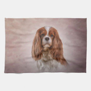 Drawing Dog Cavalier King Charles Spaniel Tea Towel