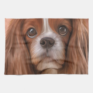 Drawing Dog Cavalier King Charles Spaniel Tea Towel