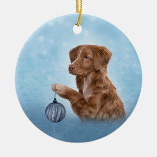 Drawing Dog Nova Scotia Duck Tolling Ceramic Ornament