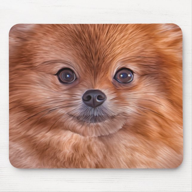 Drawing Dog Pomeranian Spitz Mouse Pad (Front)