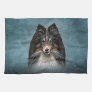 Drawing Dog Shetland Sheepdog, Sheltie Tea Towel