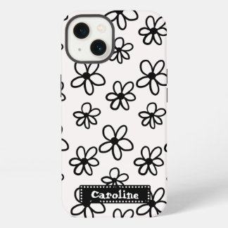 drawing floral black and white personalised phone iPhone 13 case