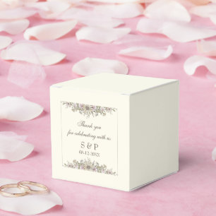 Drawing flowers ivory vintage wedding favour box