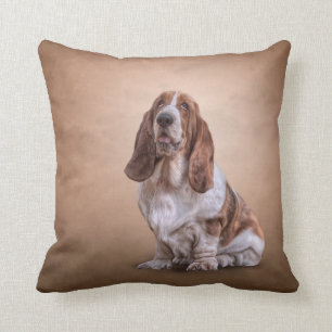 Drawing funny Basset Hound dog Cushion