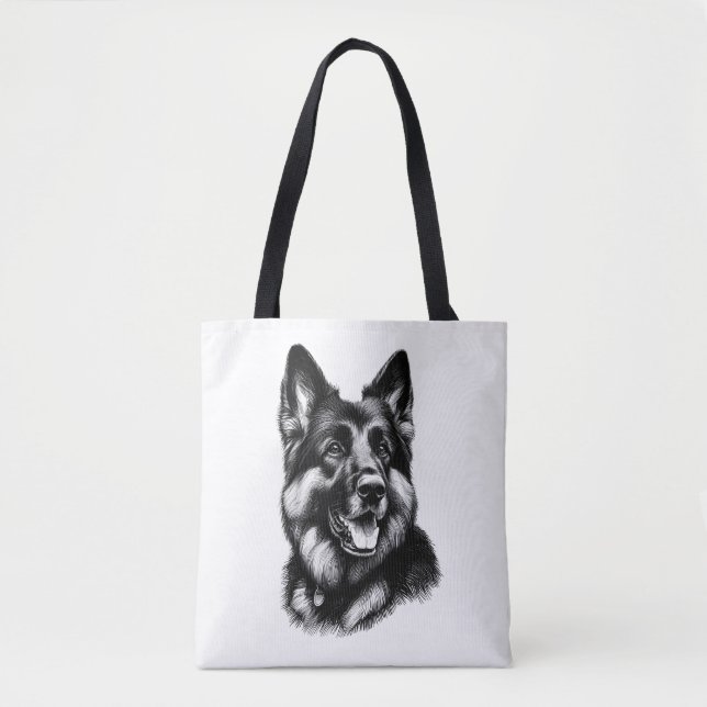 Drawing German Shepherd Tote Bag (Front)