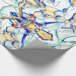 Drawing ink dripping and grooves, orange and blue wrapping paper