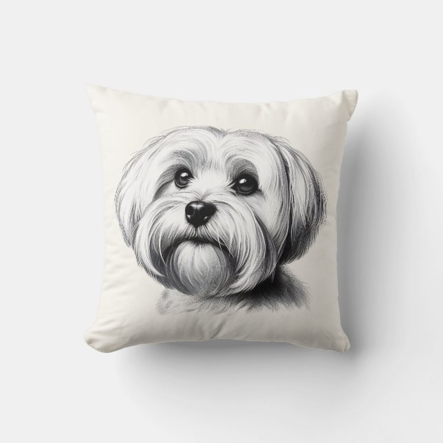 Drawing Maltese Dog Cushion (Front)