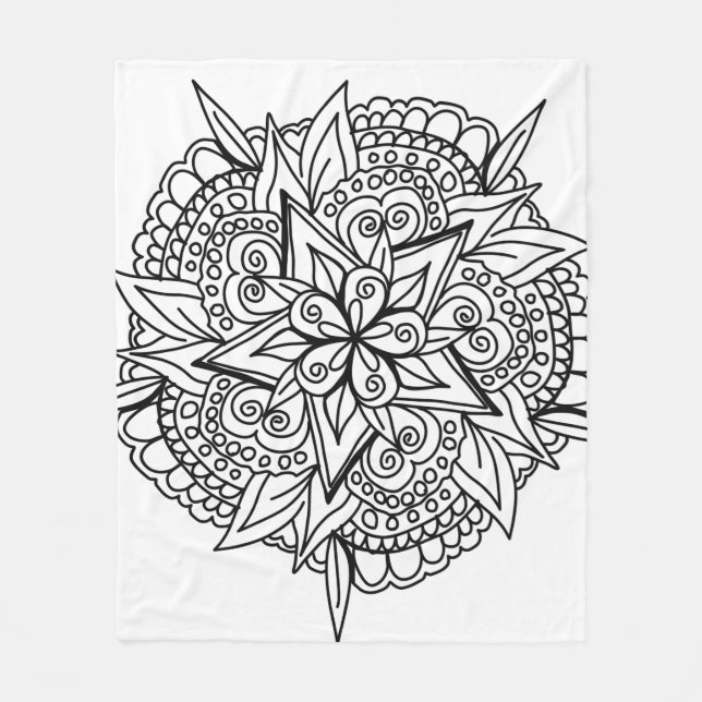 Drawing mandala design cool fleece blanket (Front)