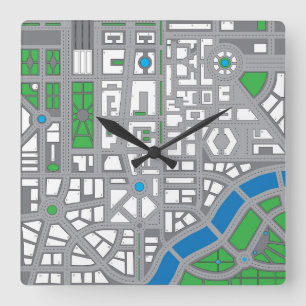 Drawing maps square wall clock