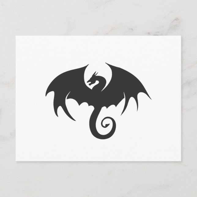 Drawing of a black dragon silhouette postcard (Front)