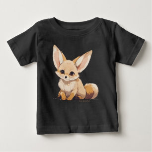 Drawing of a Fennec, Desert Fox, in Cartoon style Baby T-Shirt