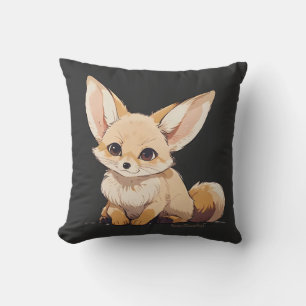 Drawing of a Fennec, Desert Fox, in Cartoon style Cushion