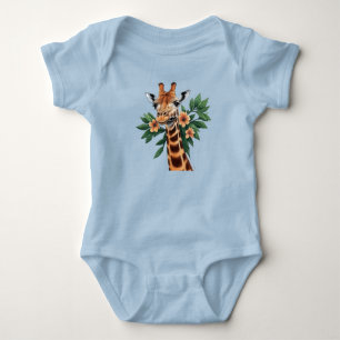 Drawing of a giraffe baby bodysuit