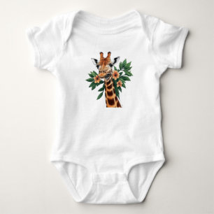 Drawing of a giraffe baby bodysuit