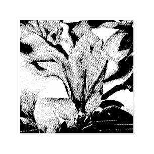Drawing of a magnolia flower branch self-inking stamp
