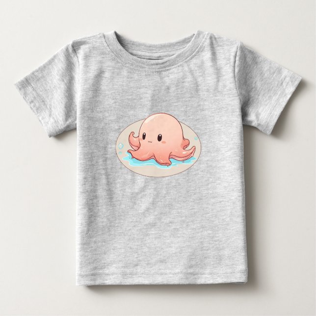Drawing of a pink Baby Octopus Baby T-Shirt (Front)