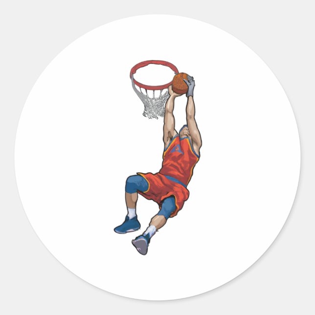 Drawing Of A Professional Basketball Player  Classic Round Sticker (Front)