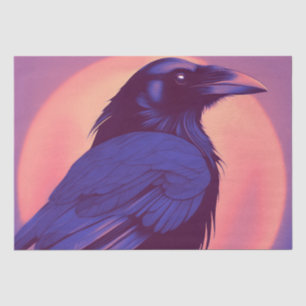 Drawing of a purple black raven tissue paper