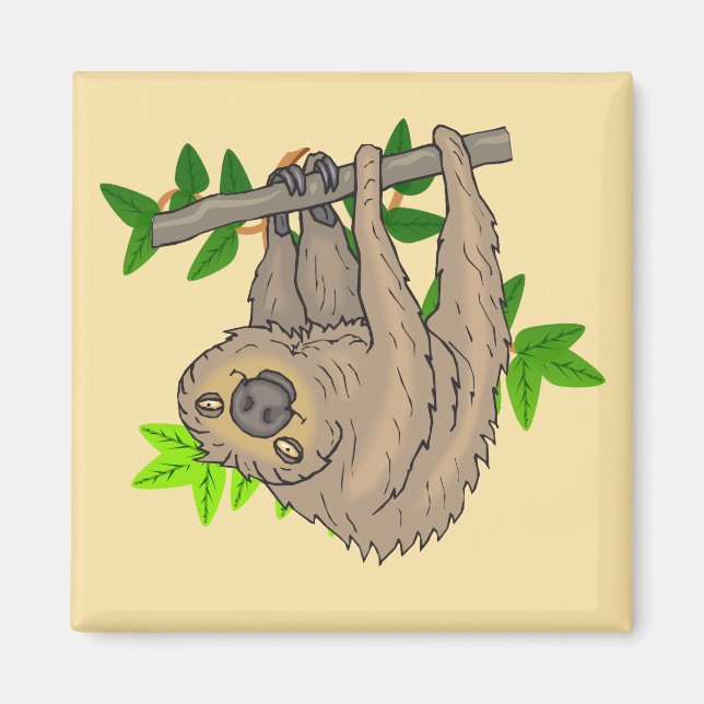 Drawing of a Sloth Hanging Upside Down Magnet (Front)