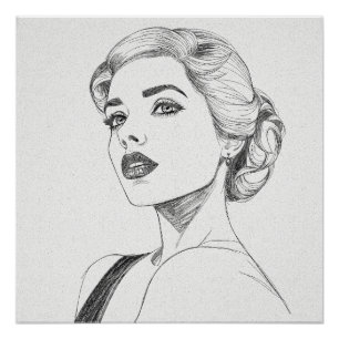 Drawing of a woman's face poster