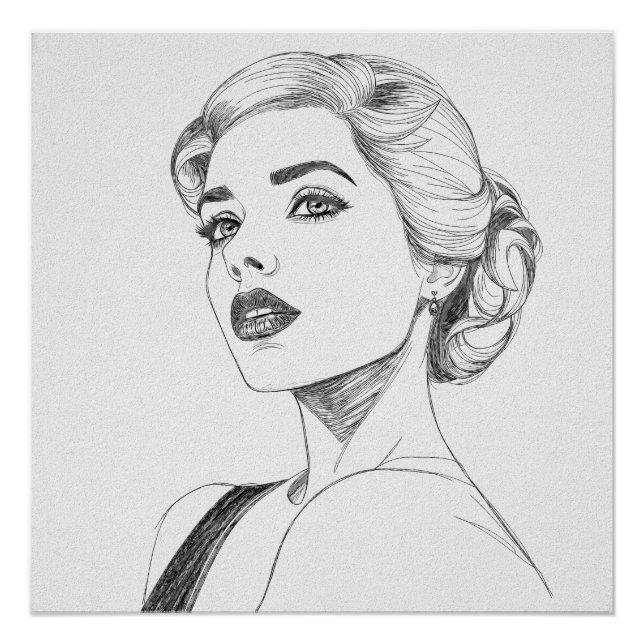 Drawing of a woman's face poster (Front)