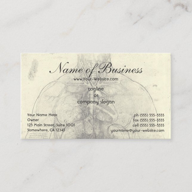 Drawing of a Woman's Torso by Leonardo da Vinci Business Card (Front)
